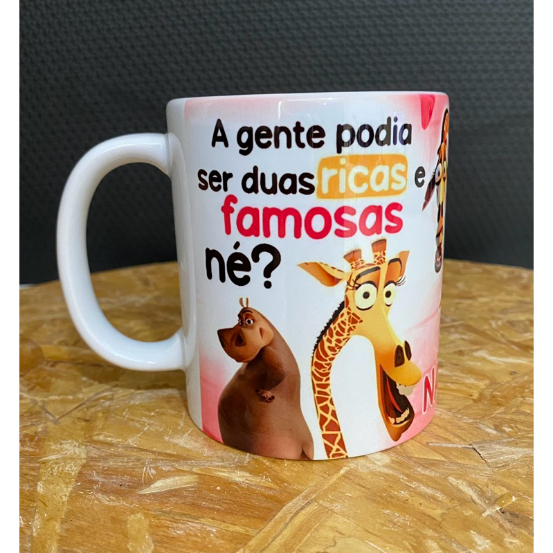 Caneca Personalizada Engraçada Madagascar - Glória e Melman