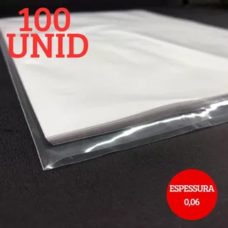 100 Unid Saco Plástico P.E 22x32 para Folha A4 Sem Furos 0,06