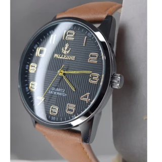 Relógio Masculino Social Elegante Pulseira de Couro Preto Mostrador Preto a Prova D'água