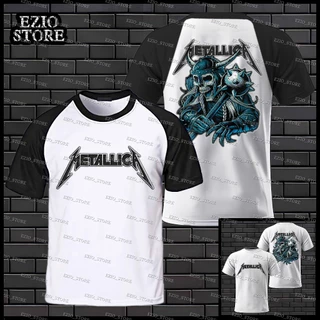 Camiseta Metallica Frente e Costas Blusa Metallica, Unissex Camiseta de Rock, Camisa Blusa Raglan Rock