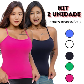 Kit Blusinha Feminina Regata De Alcinha Com Bojo Suplex Poliamida