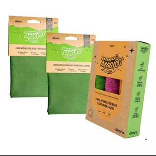 KIT AKORA COM 2 PANOS MÁGICOS LIMPA VIDROS E ESPELHOS + 1 KIT DE 3 PANOS DE LIMPEZA GERAL (LIMPA SÓ COM ÁGUA E NÃO DEIXA FIAPOS)