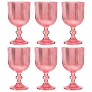 Jogo de Taças Versalhes 6 Peças Rosa Verde ou Azul 390ml em Vidro Kehome