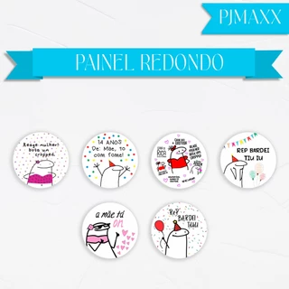 Capa Para Painel Redondo Tema Florki Meme Bento Cake Decoração Elegante Malha Sublimada