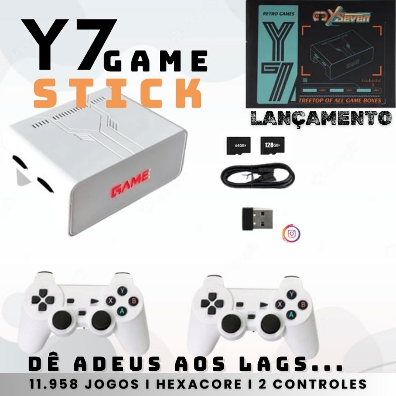 Y7 / X7 Game Stick Console de Videogame Portátil com Suporte + 11.000 ...