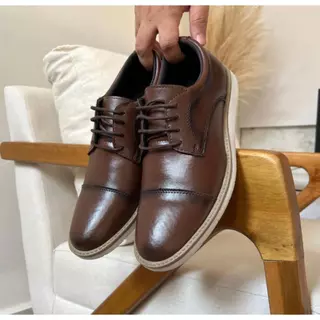 Sapato Oxford Masculino Couro Inglês Confort Sport Fino Sola Antiderrapante Macia Promoção