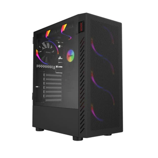 Gabinete Gamer Bolter Black Vulcan Pcyes Mid Tower Lateral Em Vidro Temperado