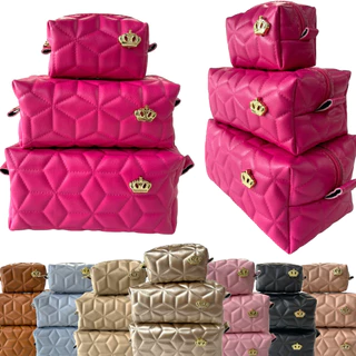 Kit 3 Necessaire Feminino Organizadora para Maquiagem Higiene Pessoal/ Cosméticos /Viagem DAIMOND