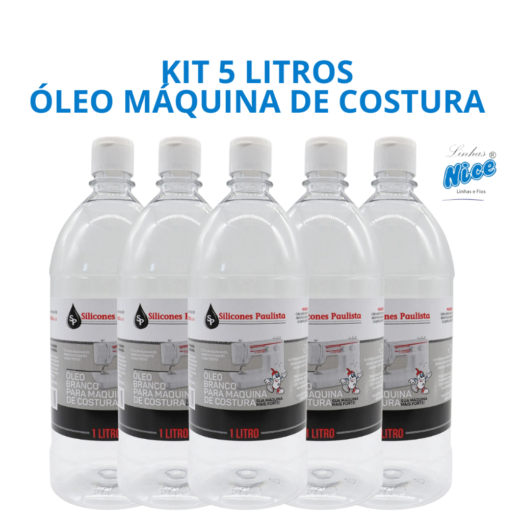 Óleo Máquina De Costura Industrial 5 Unidades de 1 Litro Cada - Reta / Overlock / Galoneira
