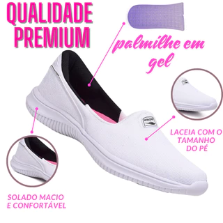 Sapatilha Tênis Feminina Gel Caminhada Ortopédica Macia