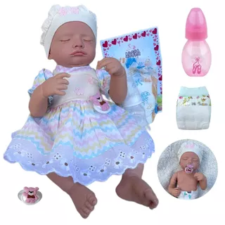 Boneca Bebê Reborn Rosali Menina pode dar banho siliconada realista original