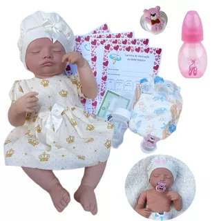 Boneca Realista Bebê Reborn Menina Rosali Siliconada Pode Dar Banho Original Recém nascida