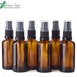 Frasco Vidro Âmbar Spray com Lacre 50mL (5 Unidades)