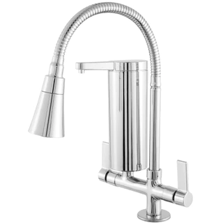 Torneira Cozinha Bancada Com Filtro Slim Flexível Gourmet Cromada Dupla Função Metal Abs