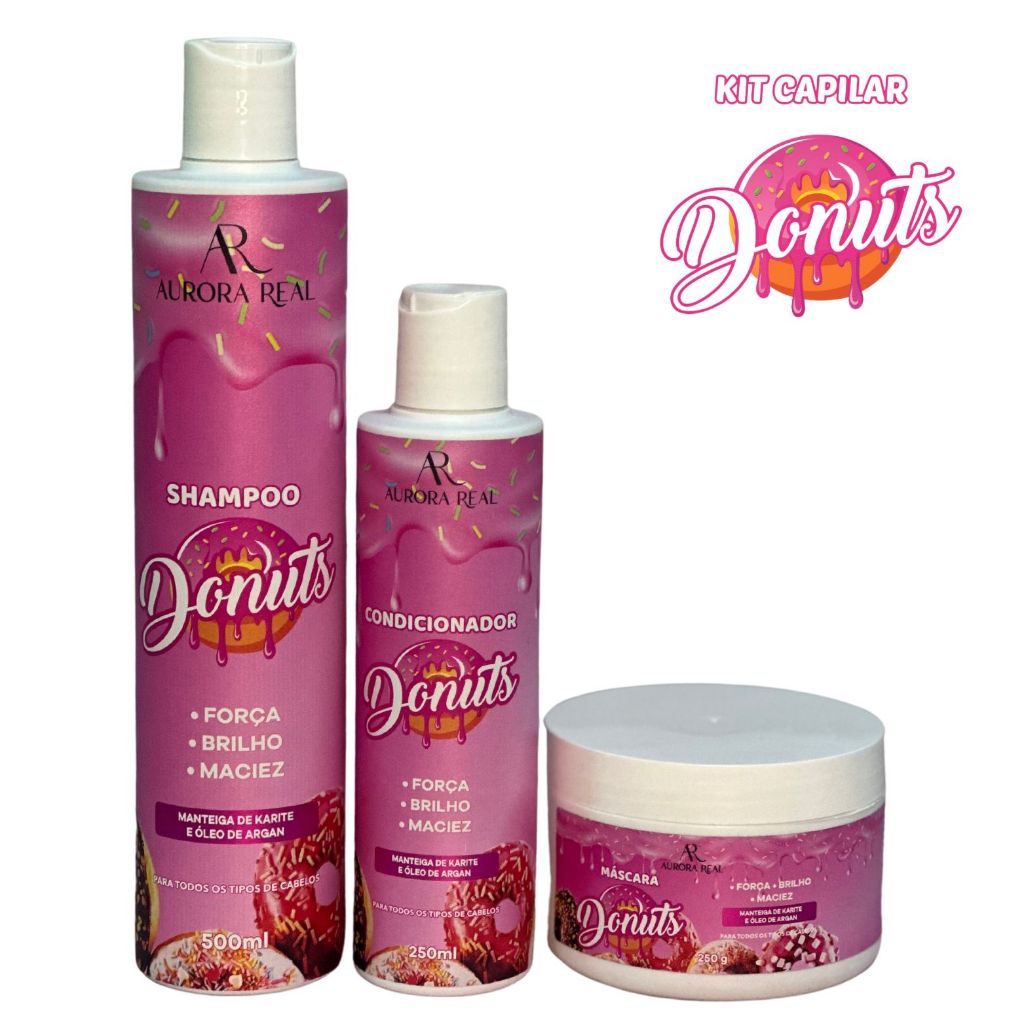 Kit Capilar Donuts Profissional Aurora Real Shampoo Meio litro
