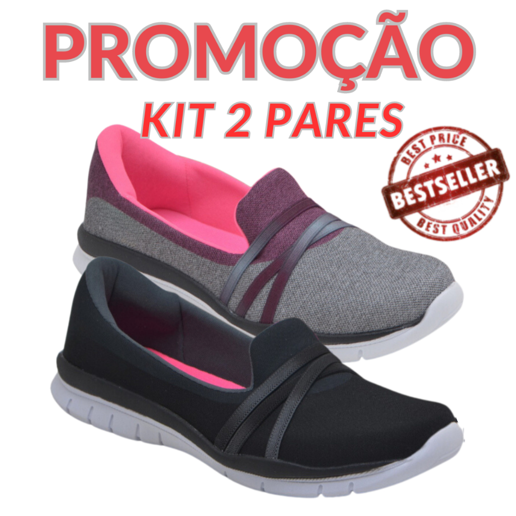 Kit 2 Sapatilha Lunna Rigui Feminina Para Caminhada | Shopee Brasil