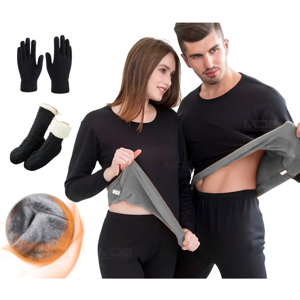 Kit De Frio ( Conjunto Segunda Pele Térmico + Meia + Luva ) | Shopee Brasil