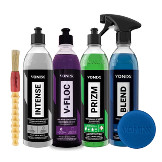Kit Shampoo V-Floc Intense Renova Plasticos Prizm Limpador De Vidros Cera Blend Spray Vonixx