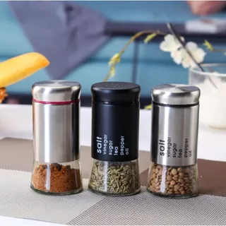 Saleiro Pimenteira Porta Condimentos Vidro Premium Aço Inox - Unitário