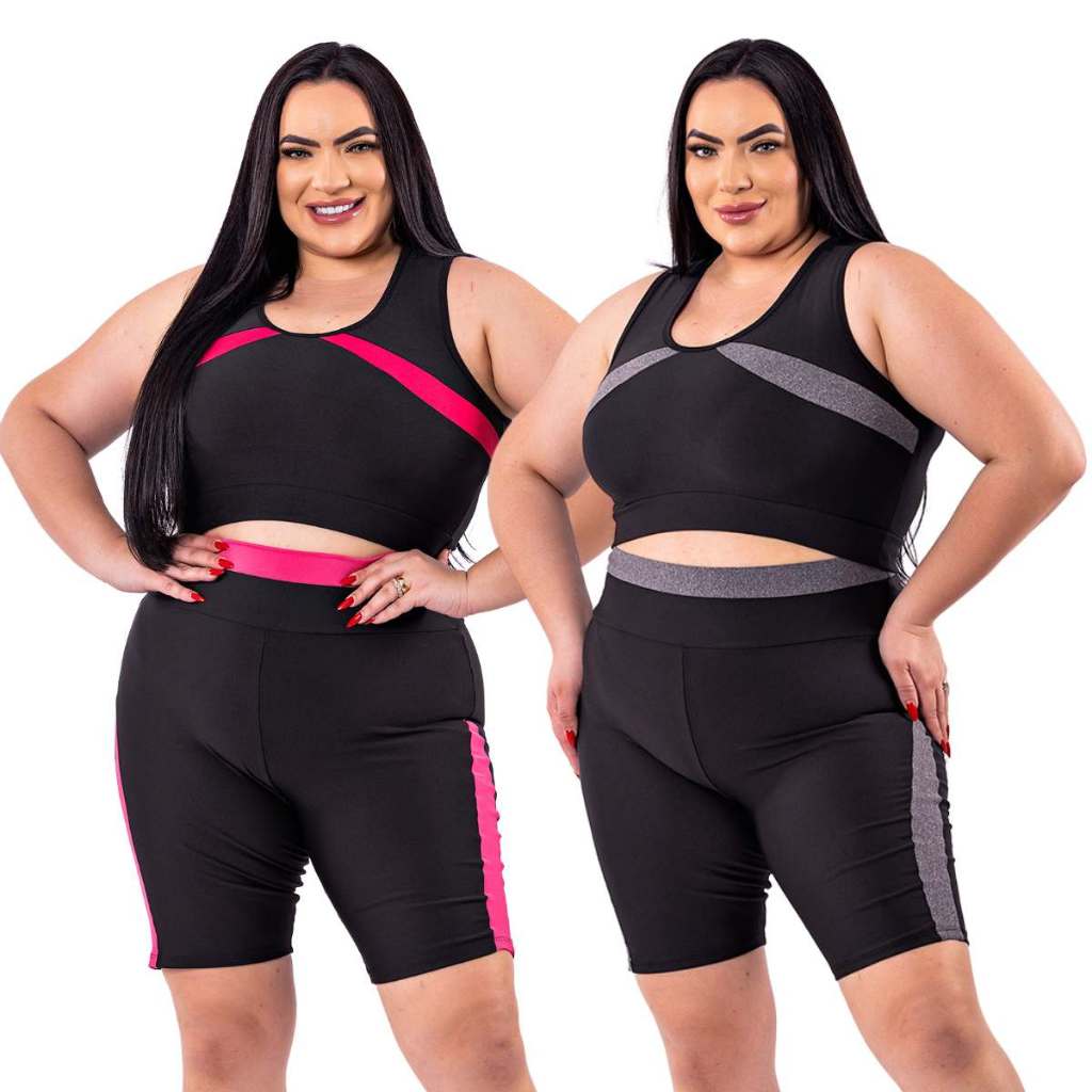 KIT 2 CONJUNTO DE ACADEMIA PREMIUM Roupa fitness PLUS SIZE G, GG, XGG e ...