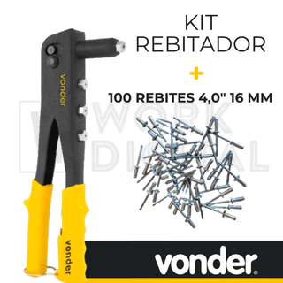 Kit Rebitador manual tipo alicate Vonder Com 100 Rebites 4,0x16mm