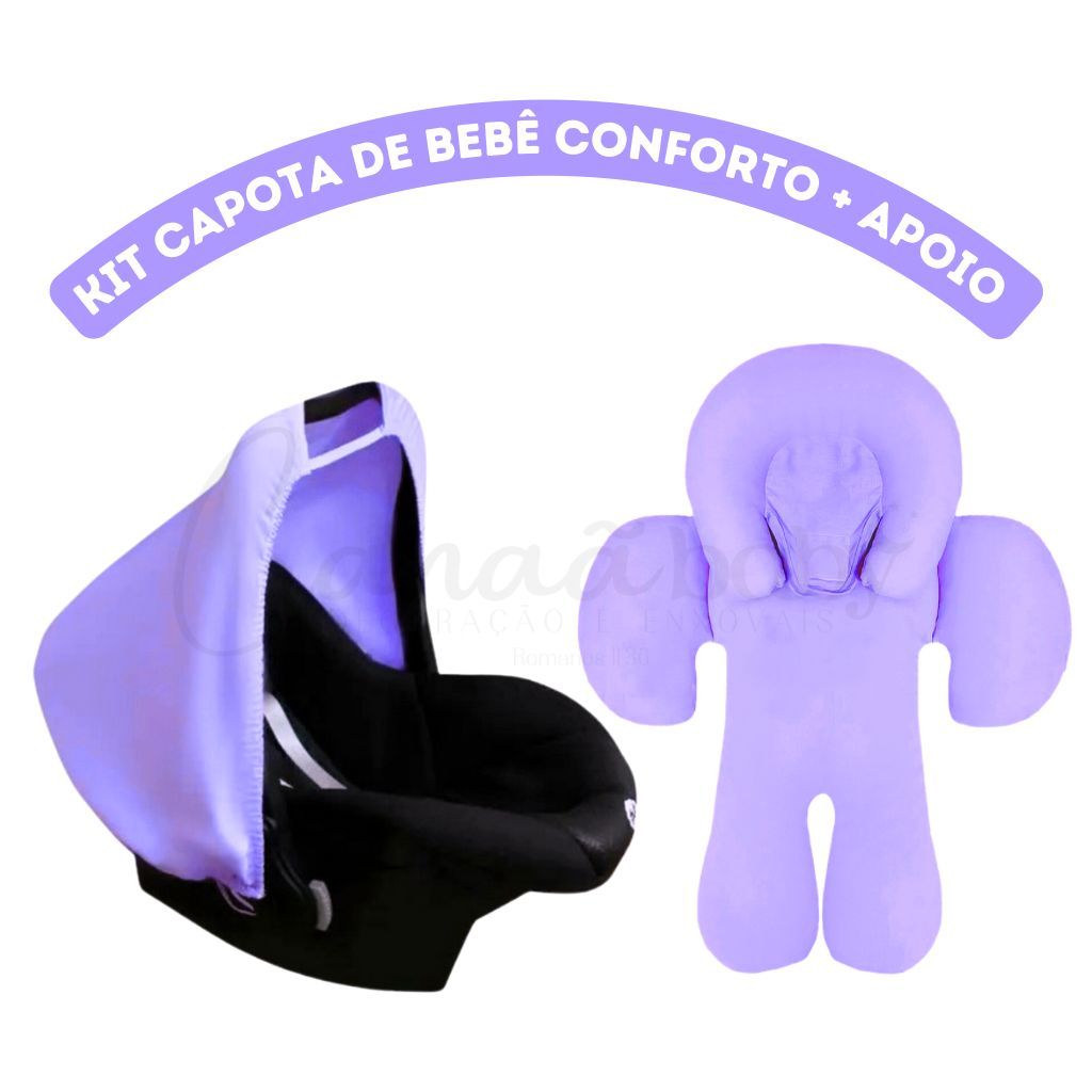 Kit Capota Luz e Sol e Apoio Para Bebê Conforto Várias Cores