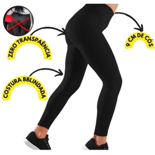 Kit Calça Legging Feminina Cintura Alta Suplex Poliamida Tecido Grosso Zero Transparência