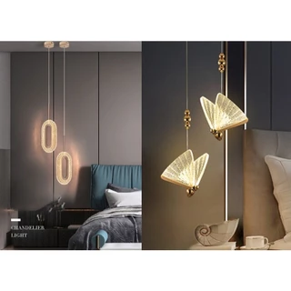 (PROMOÇÃO 7.7 IMPERDÍVEL) Pendente Cristal Oval / Pendente borboleta Dourado Luminária Bivolt três cores