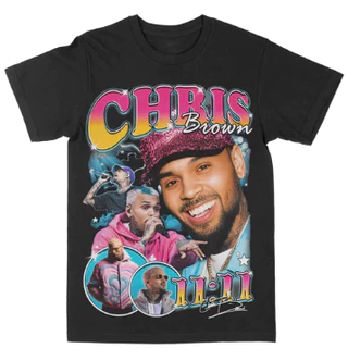 Camiseta Chris Brown "11:11" Blue Graphic Tee Camisa Blusa Unissex Algodão