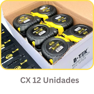 Kit 12 Trenas Emborrachada Profissional de Bolso 3m X 19mm Fita Métrica Aço Trava Retrátil Flexível
