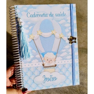 Caderneta personalizada saúde vacina menino carneiro ovelha