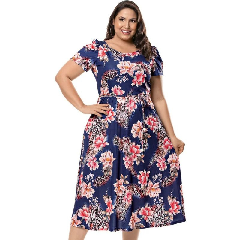 vestido midi floral feminino moda evangélica feminina
