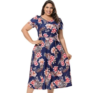 vestido midi floral feminino moda evangélica feminina