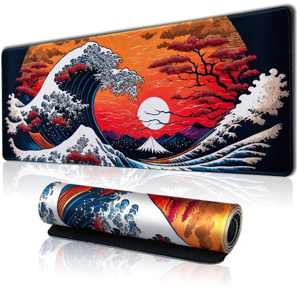 Mouse Pad Gamer Extra Grande 80x40 Ondas de Kanagawa