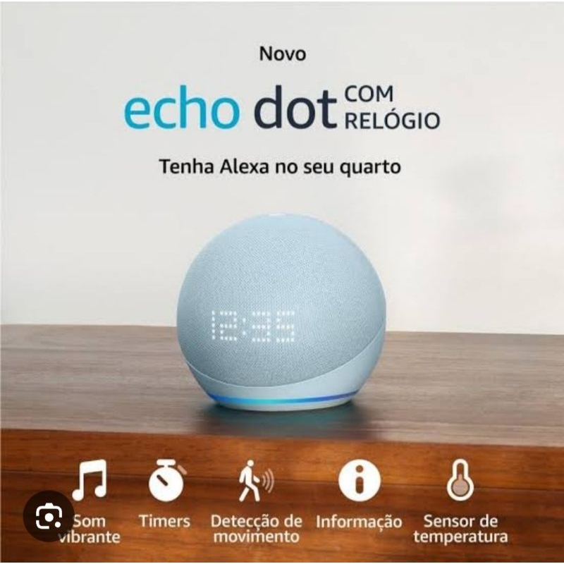 Alexa Echo Dot Gen 5 Com Relógio (Várias Cores)