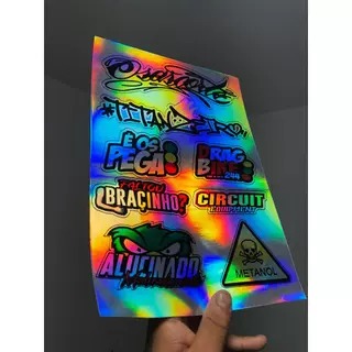 cartela de adesivos holgraficos para bicicleta moto bike, carro e caminhão em Oferta na Shopee