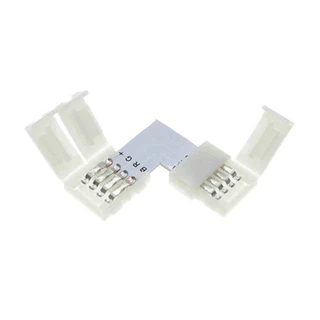 10 Emenda L (90 Graus) 4 Vias Fita LED 10mm RGB Colorida 5050 ou 3528 Conector De Pressão Sem Solda