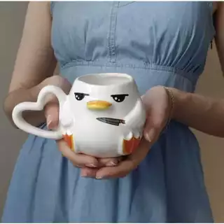 Caneca 3D Pato Psicopato Patodavida Casal Patos Cerâmica Louça