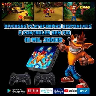 Retro Game Box com Jogos Video Game Retro 10 Mil Jogos + 2 Controles Sem Fio