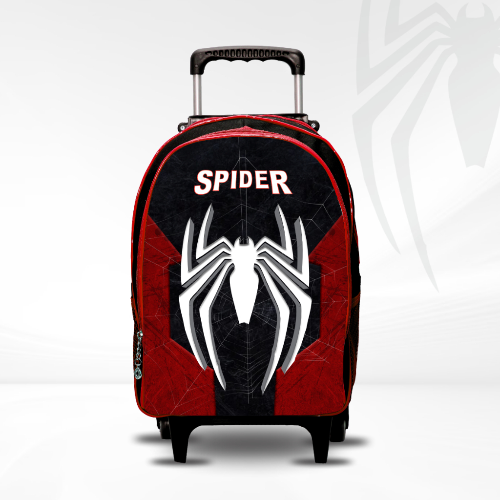 Mochila Escolar Infantil Grande - Rodinha - Menino - Aranha - Reforçada