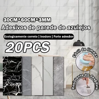 Adesivos de Parede 60x30 Revestimento em Mármore Placas Adesivas Banheiro Cozinha Lavabo Cerâmica 3mm