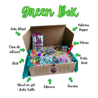 Kit Green Box - Seda Blunt - Cuia silicone - Slick de Silicone - Tubete