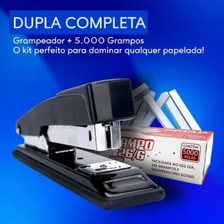 Kit Grampeador Metal + 5.000 Grampos 26/6 Galvanizados Escolar Escritório em Oferta na Shopee