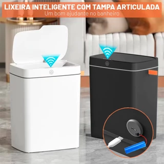 Lixeira Sensor Automática Inteligente de Banheiro Cozinha Escritório 15 Litros