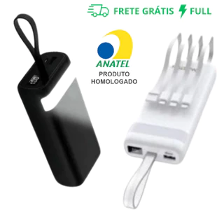 CARREGADOR POWER BANK 20.000MAH PORTÁTIL COM LANTERNA E 4OPÇÕES DE CONEXÕES PARA CARREGAMENTO BTE-05