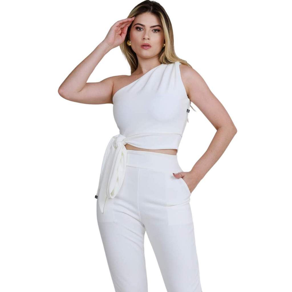 Conjunto Feminino Calça Skinny Social Para Festa e Blusa Top