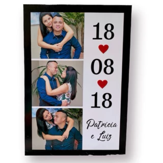 Placa decorativa quadros casal namoro casamento personalizada com fotos mdf 19x28cm