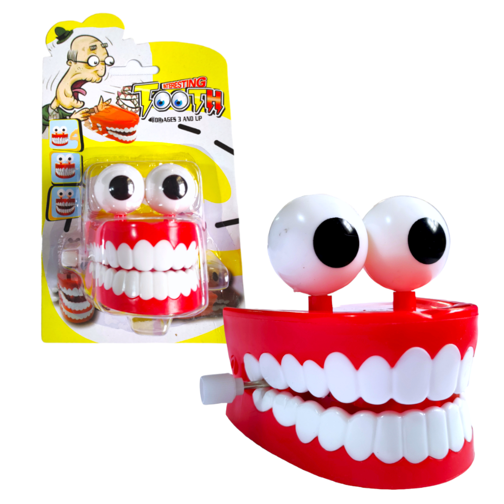 Brinquedo Dentadura Maluca a Corda Boca Divertida Dentes Olho Criança ...