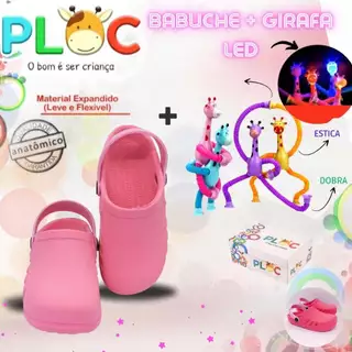 Kit Divertido Ploc - Babuche Rosa + Girafa Ploc LED Estica e Puxa MENINA em Oferta na Shopee