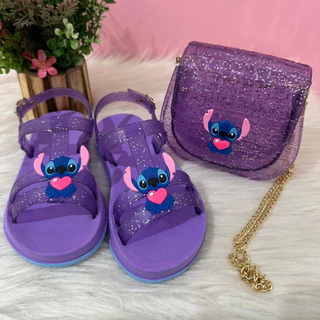 LANÇAMENTO Kit Infantil Stich Sandália e Bolsa